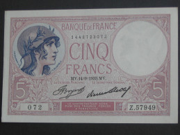 5 Francs - Cinq Francs Violet  14=9=1933   -- ETAT NEUF !!!!   **** EN ACHAT IMMEDIAT **** - 5 F 1917-1940 ''Violet''