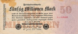 Billets -  B1677- Allemagne - République  Weimar- 50 Millionen  Mark 1923 ( Type, Nature, Valeur, état... Voir 2 Scans) - 50 Millionen Mark