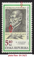 Czech Republic 2001 MNH ** Mi 281 Sc 3139 Yv 266 Alois Jirasek. Plate Flaw, Plattenfehler: DV24/2 - Ungebraucht