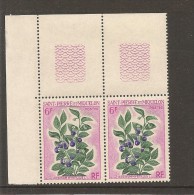 Bloc De 2 Timbres Bord De Feuille Fleur - Ungebraucht