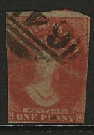 TASMANIA 1856 1d Red QV Imperf SG 19 U NV12 - Gebraucht