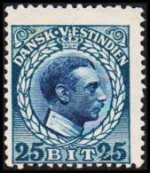 1915-1916. Chr. X. 25 Bit Blue/blue. Variety. (Michel: 53) - JF128312 - Danish West Indies