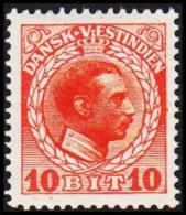 1915-1916. Chr. X. 10 Bit Red. Variety. (Michel: 50) - JF128292 - Dänisch-Westindien