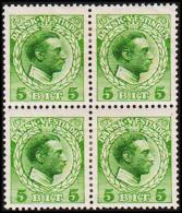 1915-1916. Chr. X. 5 Bit Green. 4-Block. Variety. (Michel: 49) - JF128362 - Dänisch-Westindien