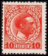 1915-1916. Chr. X. 10 Bit Red. Variety. (Michel: 50) - JF128296 - Dänisch-Westindien