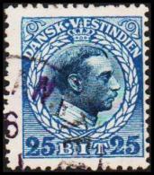 1915-1916. Chr. X. 25 Bit Blue/blue. Variety. (Michel: 53) - JF128313 - Danish West Indies