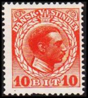 1915-1916. Chr. X. 10 Bit Red. Variety. (Michel: 50) - JF128294 - Deens West-Indië
