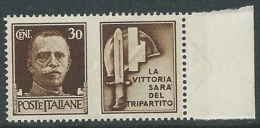 1942 REGNO PROPAGANDA DI GUERRA 30 CENT MNH ** - VA06-2 - Kriegspropaganda