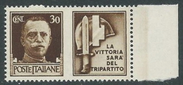 1942 REGNO PROPAGANDA DI GUERRA 30 CENT MNH ** - VA06-9 - Kriegspropaganda