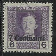 OCCUPAZIONE AUSTRIACA 1918 CENT. 7 SU 6 H USATO USED OBLITERE´ - Oest. Besetzung