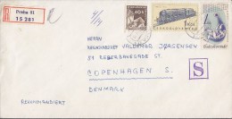 Czechoslovakia Registered Einschreiben PRAHA 01 Label 1966 Cover Brief Denmark Train Zug Chemin Volleyball (2 Scans) - Covers & Documents