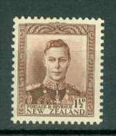 New Zealand: 1938/44   KGVI    SG607   1½d   Purple-brown    MH - Ongebruikt