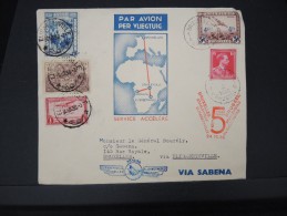 CONGO BELGE-Enveloppe De Elisabethville Pour Bruxelles En Service Accéléré En 1936 Aff Plaisant     à Voir    P5749 - Covers & Documents