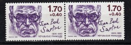 France 2357b Variété Sartre Point Sur Le I De Française Paire Avec Original  Neuf ** TB MNH Sin Charnela - Ongebruikt