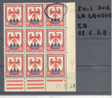 France: Yvert N° 758**; MNH; Bloc De 9 Coin Daté; Poil Sur La La Langue; 1 Ex Témoin Joint; Superbe!!! - Unclassified