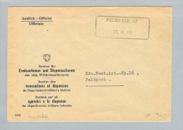 Motiv Militär 1940-04-25 Aushilfsstempel Feldpost 17 Schweiz - Documents