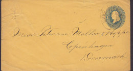 United States Postal Stationery Ganzsache Entier 1c. Benjamin Franklin NEW YORK 1885 To Denmark (2 Scans) - ...-1900