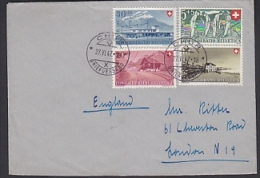 Switzerland 1947 Pro Patria 4v On Letter To London (Ca Chur 27 VI 47) (F3500) - Lettres & Documents