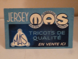 Rare - Publicité Sur Carton " Mas " Tricots De Qualité   ( 2 Scans ) - Placas De Cartón