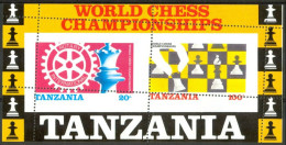 1986 Tanzania Campionato Mondiale Di Scacchi World Championship Of Chess Echecs Block MNH** Variety -Zz8 - Fouten Op Zegels