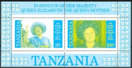 1985 Tanzania Elisabeth 85°Anniversario Della Regina Madre Block MNH** Variety -Zz8 - Erreurs Sur Timbres