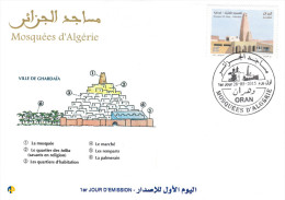 Algérie N° 1713/4 FDC Mosquées D'algérie Mosquées De Ghardaia Architecture Islam Religion - Moskeeën En Synagogen