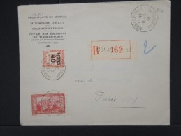 MONACO-Enveloppe En Recommandée Pour Paris En 1938  à Voir  P6022 - Cartas & Documentos