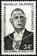 NEW CALEDONIA 34 FRANCS GENERAL DE GAULLE 1ST ANNIVERSARY MORTE MINT 1971 SG493 READ DESCRIPTION !! - Unused Stamps