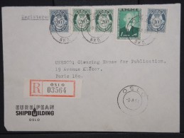 NORVEGE-Enveloppe En Recommandée De Oslo Pour Paris En 1953  Aff Plaisant     à Voir  P6074 - Lettres & Documents