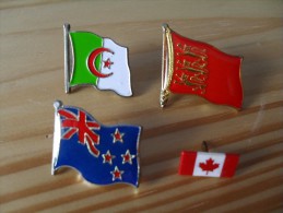 Lot De 4 Pin's, Drapeau Pavillon Algérie, Canada, Nouvelle Zélande,  Étendard Royal D'Angleterre - Lots