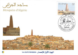 Algérie N° 1713/4 FDC Mosquées D'algérie Mosquées De Ghardaia Architecture Islam Religion - Moskeeën En Synagogen