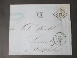 Belgien 1869 Nr. 15 EF. P.D. Anvers Nach Sassenberg. C. Schmid&Co. Geschäftsbrief. Rechnung. Papier Mit Wasserzeichen - 1865-1866 Profiel Links