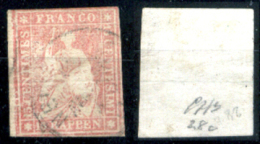 Svizzera--MF-0008 - 1854/1862 - Y&T: N. 28a (o) - Privo Di Difetti Occulti. - Usados