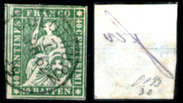 Svizzera--MF-0010 - 1854/1862 - Y&T: N. 30 (o) - Privo Di Difetti Occulti. - Usados