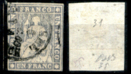 Svizzera--MF-0011 - 1854/1862 - Y&T: N. 31a (o) - Privo Di Difetti Occulti. - Usados