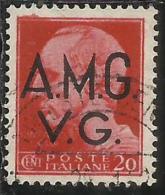 VENEZIA GIULIA 1945 - 1947 TRIESTE AMGVG AMG VG POSTA ORDINARIA CENT. 20 (II) FIL. RUOTA WHEEL USATO USED OBLITERE´ - Used