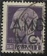 VENEZIA GIULIA 1945 - 1947 TRIESTE AMGVG AMG VG POSTA ORDINARIA LIRE 1 LIRA VARIETA´ VARIETY USATO USED OBLITERE´ - Oblitérés