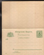 German States/Bayern - Postal Stationery Postcard With Paid Answer Unused - P58,5pf,green,Wz.5Z - 2/scans - Sonstige & Ohne Zuordnung