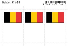 Lindner 635 Flag-stickers: Belgium, 24 X 38 Mm - Pack Of 6 - Autres & Non Classés