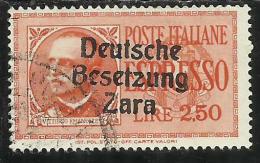 ZARA OCCUPAZIONE TEDESCA GERMAN OCCUPATION 1943 ESPRESSO SPECIAL DELIVERY LIRE 2,50 USATO USED OBLITERE´ - Occup. Tedesca: Zara