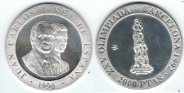 ESPAÑA JUAN CARLOS I 2000 PESETAS 1990 OLIMPIADA TORRE PLATA SILVER - Sonstige & Ohne Zuordnung