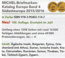 Südost-Europa 2015/2016 Katalog Neu 66€ Band 4 MICHEL Southeast-Europe Stamp Ägäis Kreta Kroatien SRB BG GR RO TR Cyprus - Other & Unclassified