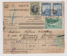 TÜRKEI 1928-03-05 Paketkarte Von Galata Nach Strassburg - Brieven En Documenten