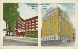 ETATS UNIS  - PUBLICITE -   THE NEW HUNGERFORD HOTELS - PORTLAND  ORE.  - SEATTLE  WASH. - Portland