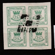ESPAGNE N° 140 4/4 VERT JAUNE COURONNE MURALE BLOC DE 4 OBL - Used Stamps