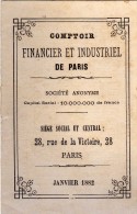 Comptoir Financier Et Industriel De  Paris - Janvier 1882 -  Livret Calendrier De 12 Pages - Klein Formaat: ...-1900