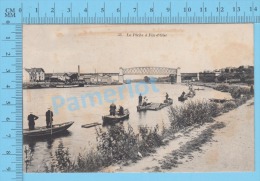 CPA Fin D'oise (La Pêche  à Fin D'oise Animé,  Pont Chaloupe  Cir. 1905) 2 Scans - Maurecourt