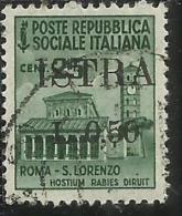 OCCUPAZIONE JUGOSLAVIA IUGOSLAVIA ISTRA ISTRIA POLA 1945 SOPRASTAMPATO D'ITALIA ITALY CENT.50 SU 25c USATO USED OBLITERE - Yugoslavian Occ.: Trieste