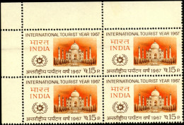 MONUMENTS-TAJ MAHAL-INDIA-1967-CORNER BLOCK OF 4-15p-MNH-A5-843 - Ungebraucht