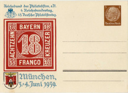Drittes Reich 1939 Privatganzsache Mi PP 122 C 106 01, München, 4. Reichsbundestag * [220615KI] - Enteros Postales Privados